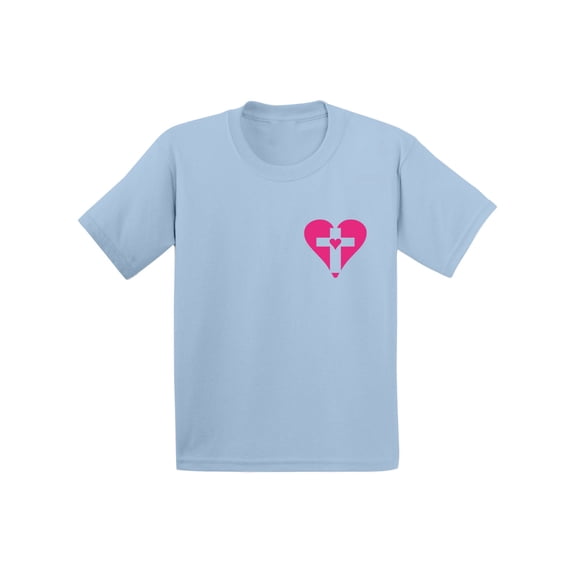 Awkward Styles Pink Heart Cross Infant Shirt Jesus Shirts for Kids Christian T Shirt for Boys Christian Shirts for Girls Jesus T-Shirt for Children Christian Gifts Christ Clothes Cross Shirt for Kids