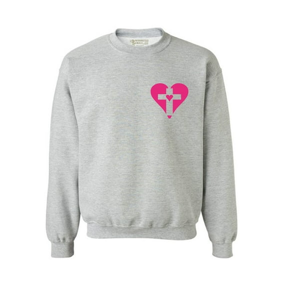 Awkward Styles Pink Heart Cross Unisex Crewnecks Christian Crewneck for Her Cross Clothes Collection Jesus Cross Crewneck for Women Jesus Sweater for Men Christian Gifts Cross Outfit for Men and Women