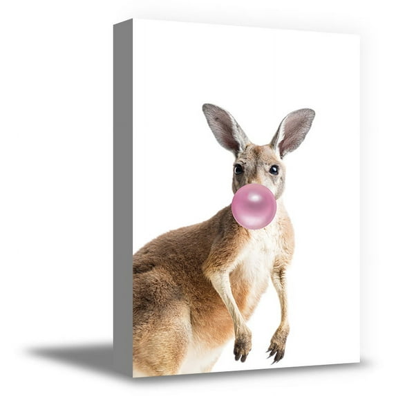 Awkward Styles Pink Kids Room Wall Art Animal Nursery Room Wall Art Kangaroo Chewing Pink Bubble Gum Kids Room Decor Kangaroo Gifts for Kids Room Decor Kangaroo Baby Room Wall Art Gum Art Collection
