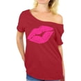 thumbnail image 1 of Awkward Styles Pink Lips Shirt Retro 80s Neon Lips T Shirt 80s Shirt Off the Shoulder 80s Accessories 80s Rock T Shirt 80s T Shirt 80s Costume 80s Clothes for Women 80s Outfit 80s Party Girl Shirt, 1 of 4