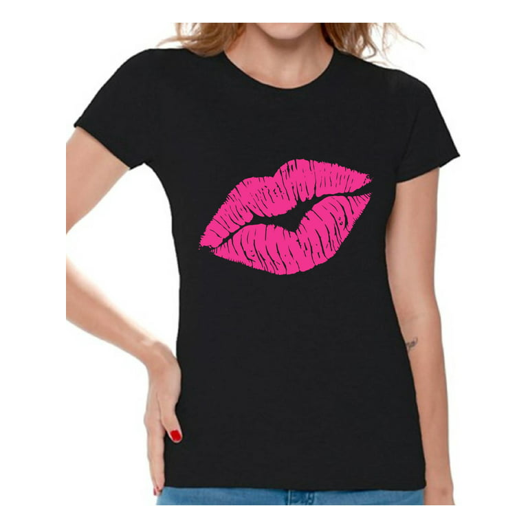 Awkward Styles Pink Lips Shirt Retro 80s Neon Lips T Shirt 80s