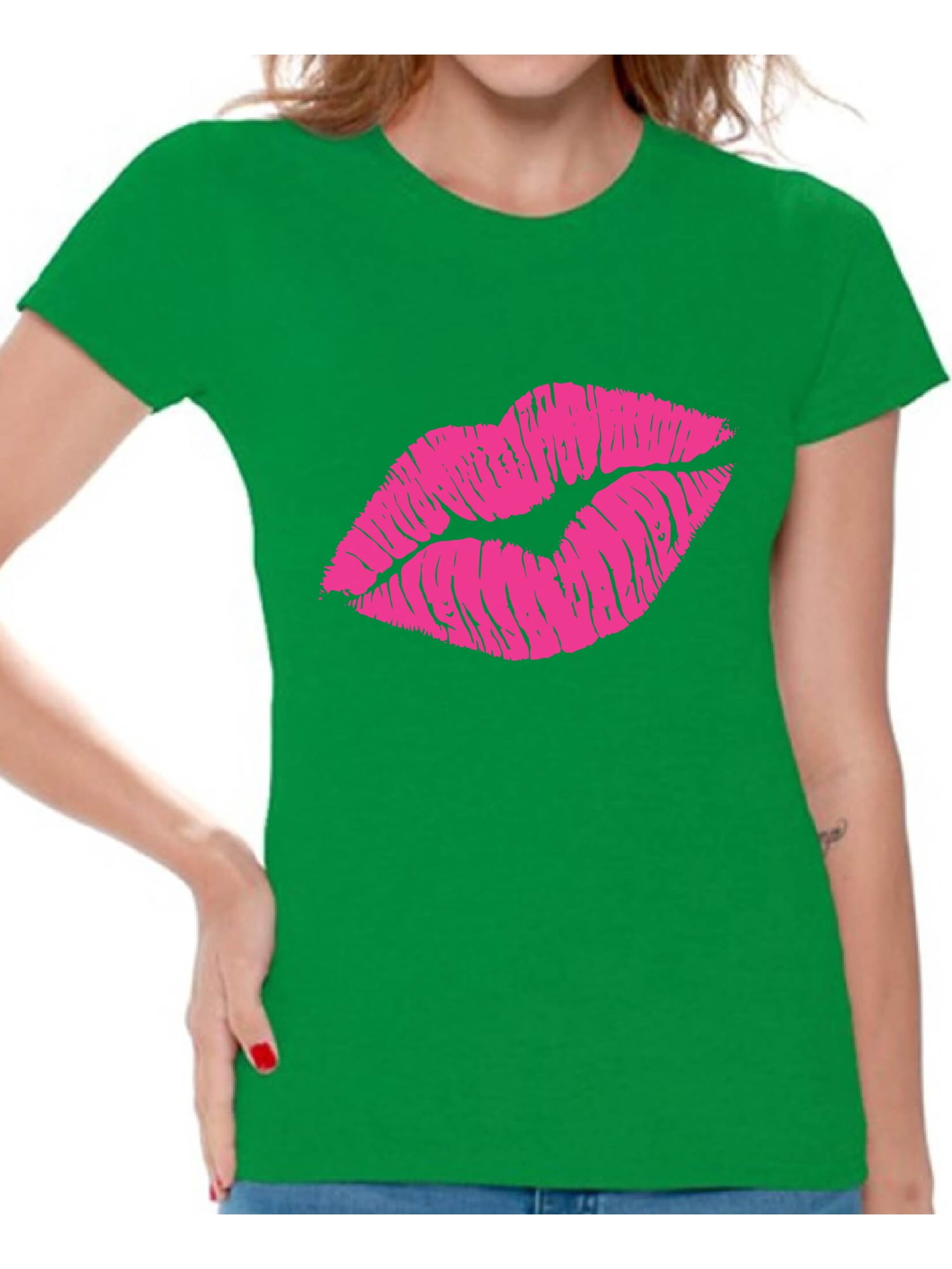 Awkward Styles Pink Lips Shirt Retro 80s Neon Lips T Shirt 80s Shirt 80s T  Shirt Retro Vintage 80s Costume 80s Clothes for Women 80s Outfit 80s Party  Girl Shirt 80s Accessories 