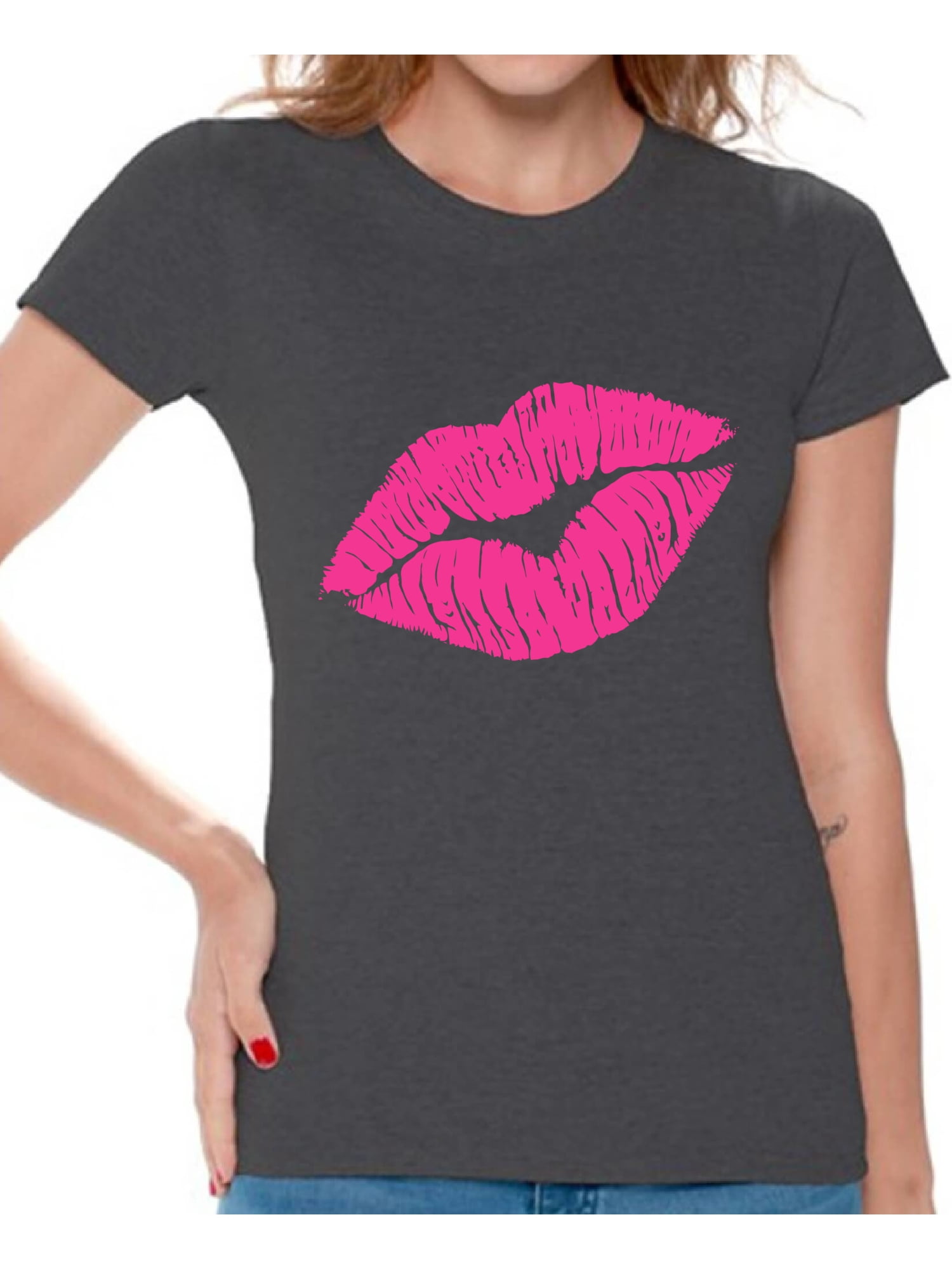 Neon Pink 80'S Retro Throwback Lips Kiss T Shirt Neon Pink 80'S Retro Throwback Lips Kiss T Shirt