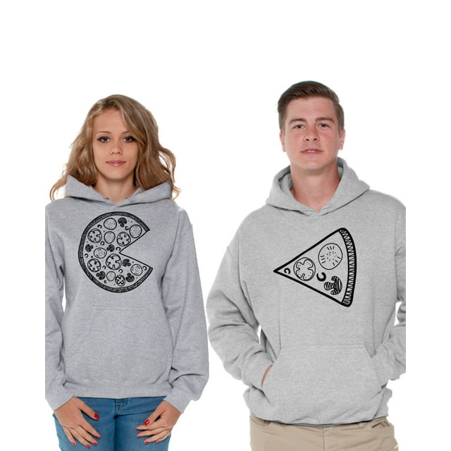 Awkward Styles Pizza Matching Couple Hoodies Funny Matching Pizza Couples Sweaters Pizza Slice Sweatshirt for Women Pizza Sweater for Men Valentine's Day Cute Love Gift Ideas for Pizza Lovers