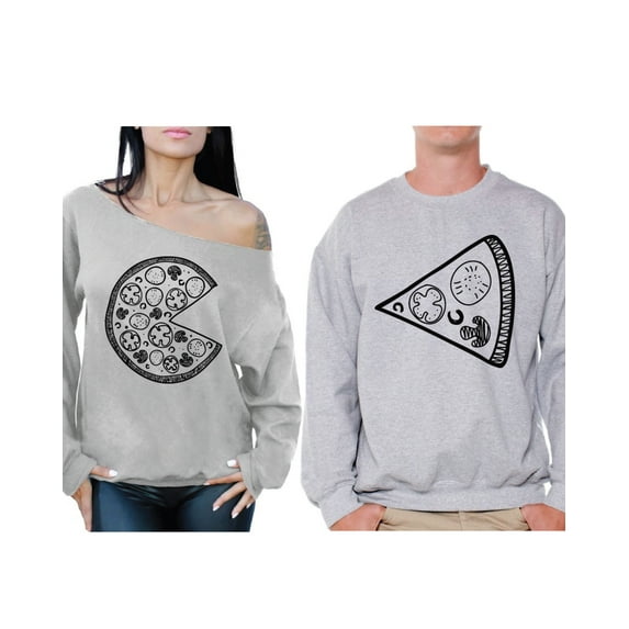 Awkward Styles Pizza Sweatshirts for Couples Funny Matching Pizza Couples Sweaters Pizza Slice Off Shoulder Sweatshirt for Women Pizza Sweater for Men Valentine's Day Cute Gift for Pizza Lovers