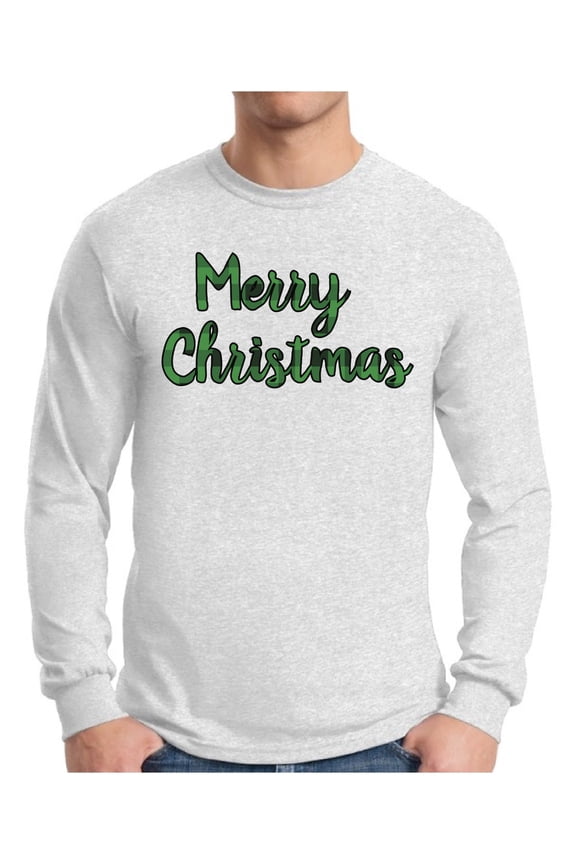 Plaid Merry Xmas Christmas Sweater Long Sleeve T-shirt For Men