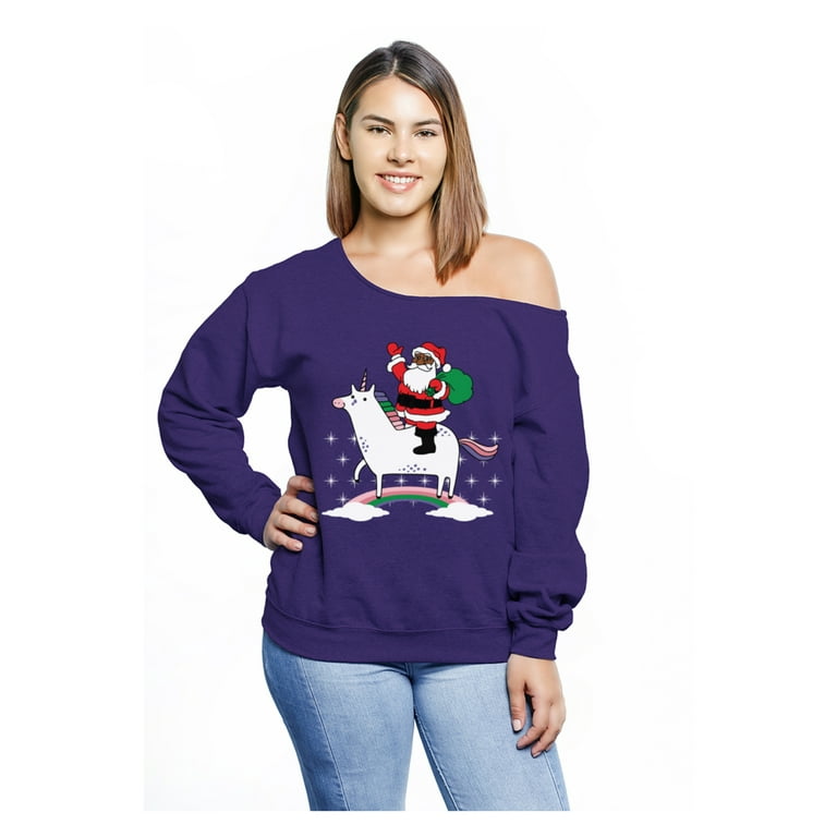 Off the shoulder santa sweater hot sale