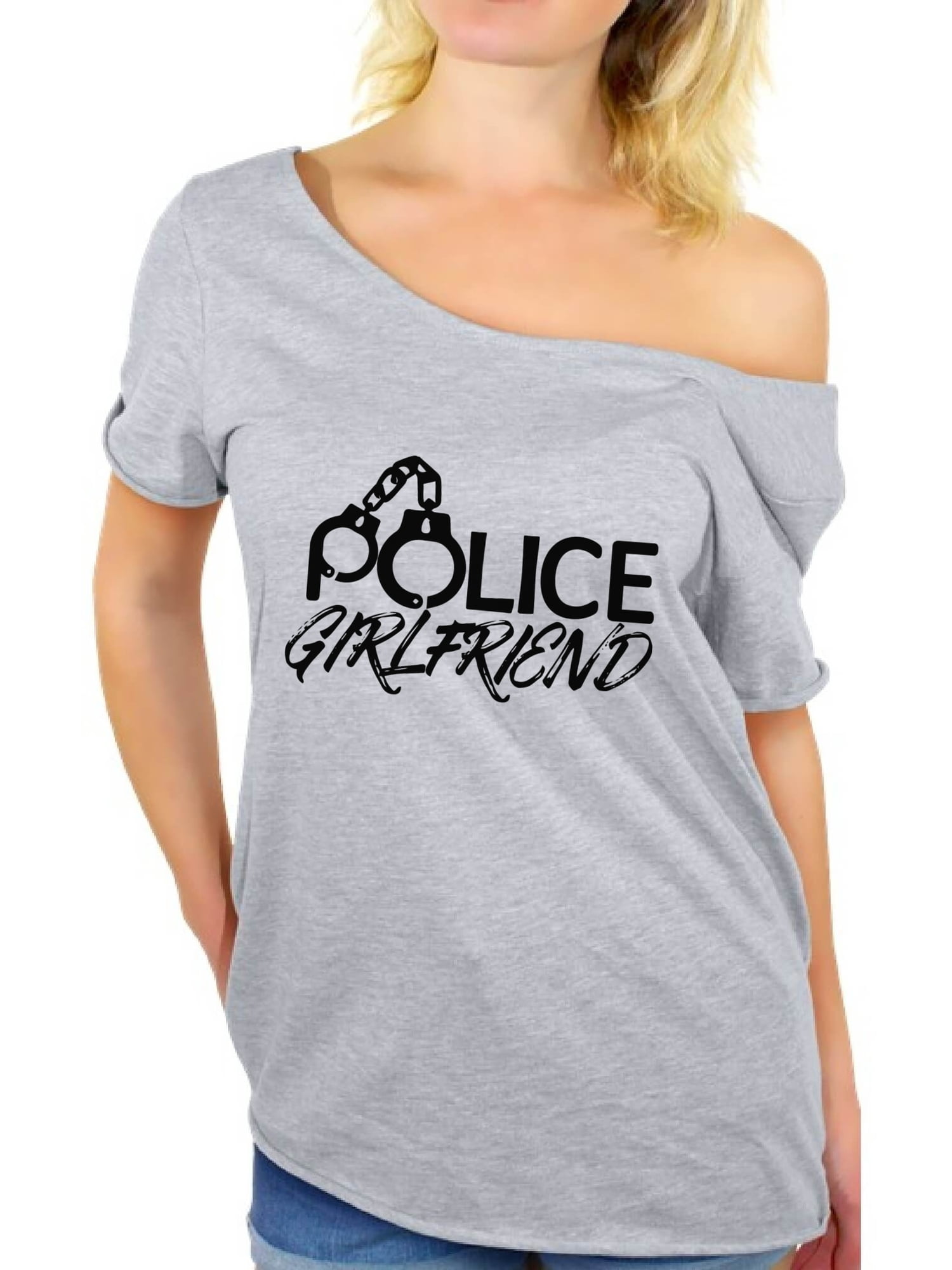 Awkward Styles Police Girlfriend Shirt Police Girlfriend Off the Shoulder Tshirt Valentine's Day