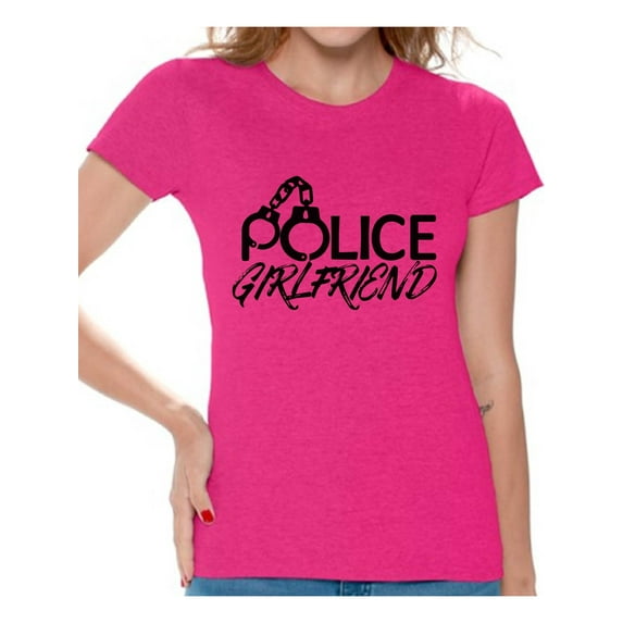 Awkward Styles Police Girlfriend Shirt Police Girlfriend Tshirt Valentine's Day Gift Police Officer Girlfriend T Shirt Valentine Shirts for Women Police Girlfriend Gifts Proud Police Girlfriend Shirt