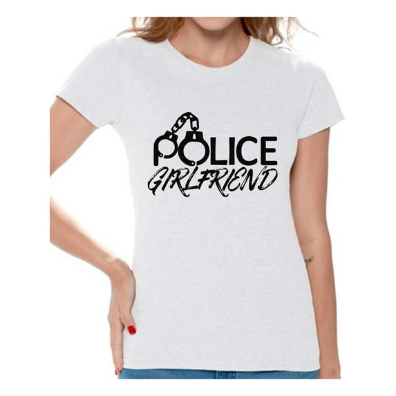 Awkward Styles Police Girlfriend Shirt Police Girlfriend Tshirt Valentine's Day Gift Police Officer Girlfriend T Shirt Valentine Shirts for Women Police Girlfriend Gifts Proud Police Girlfriend Shirt