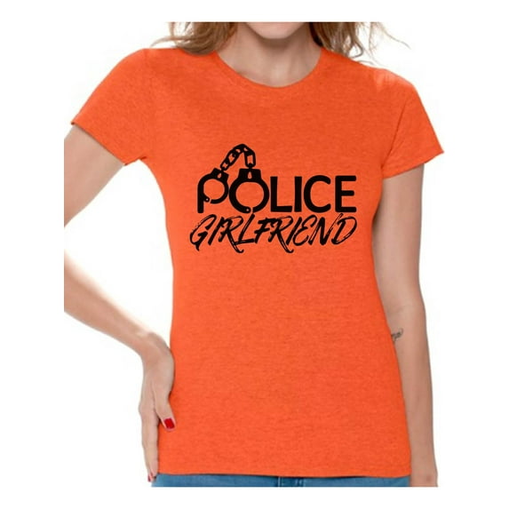 Awkward Styles Police Girlfriend Shirt Police Girlfriend Tshirt Valentine's Day Gift Police Officer Girlfriend T Shirt Valentine Shirts for Women Police Girlfriend Gifts Proud Police Girlfriend Shirt