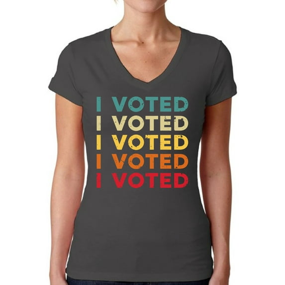 Awkward Styles Political Shirt for Women I Voted Color V-Neck Shirt Election 2020 Support Democracy Clothing for Ladies Voter V neck Shirt USA 2020 Election United States Women's Shirt