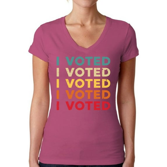 Awkward Styles Political Shirt for Women I Voted Color V-Neck Shirt Election 2020 Support Democracy Clothing for Ladies Voter V neck Shirt USA 2020 Election United States Women's Shirt