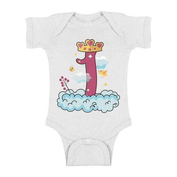 Awkward Styles Princess Baby Bodysuit Short Sleeve Girls Birthday Party Outfit Princess Birthday Party Princess One Piece Top for Baby Girl Princess Gifts for 1 Year Old Girl 1st Birthday Outfit