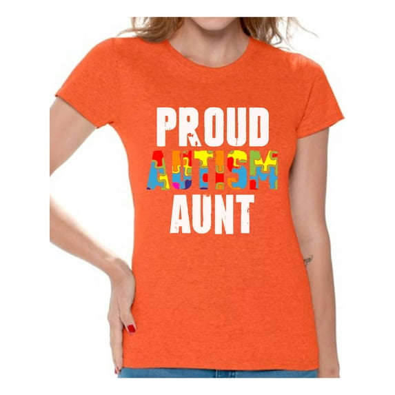 Awkward Styles Proud Autism Aunt Tshirt for Women Autistic Pride Autism Awareness Family Shirts Autism Gifts for Women Autism Awareness Shirts for Her Family Autism T Shirts Autism Gifts for Aunt