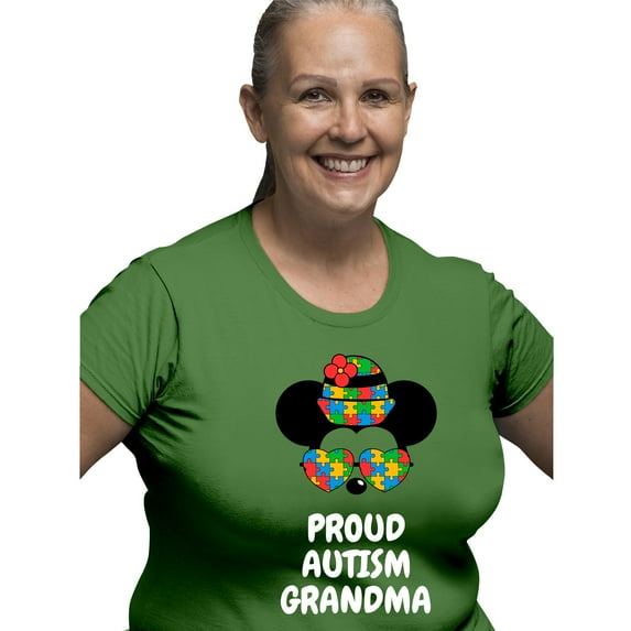 Awkward Styles Proud Autism Grandma T-shirt for Women Steamboat Willie Mickey Autism Family Minnie Ladies Cotton Short Sleeve T-shirts S M L XL 2XL 3XL Graphic Tee