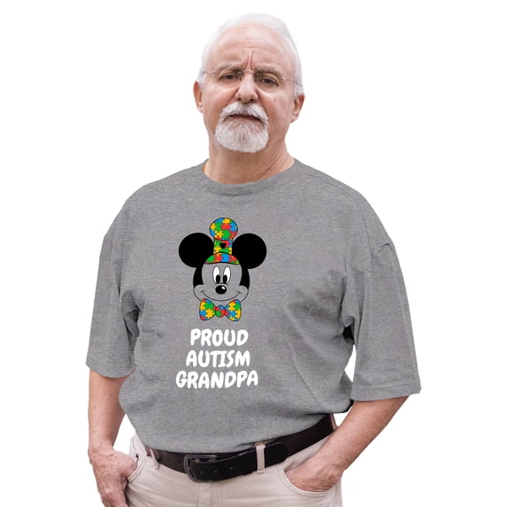 Awkward Styles Proud Autism Grandpa T-shirt for Men Steamboat Willie Autism Mickey Family Minnie Mens Cotton T-shirts S M L XL 2XL 3XL Short Sleeve Graphic Tee