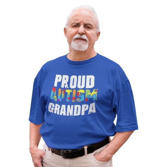 Awkward Styles Proud Autism Grandpa Tshirt Men's Autism Shirts Autism Awareness T Shirt Family Autism Shirt for Men Autism Gifts for Granddad Autism Puzzle T Shirt Autistic Pride Autism Awareness Tee