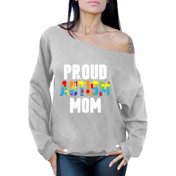 Awkward Styles Proud Autism Mom Off the Shoulder Sweatshirt Autism Awareness Sweater Autism Gifts Autism Mom Autistic Spectrum Awareness Sweatshirt Proud Mom Autistic Support Off Shoulder for Women