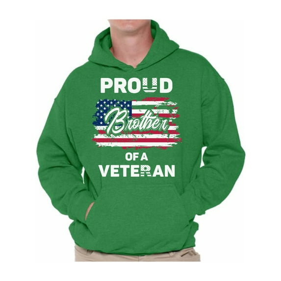 Awkward Styles Proud Brother of a Veteran Men Hoodie Love USA 4th of July Brother Hooded Sweatshirt Brother Gifts USA Patriotic Hooded Sweater for Brother I'm American Proud Brother Hoodie