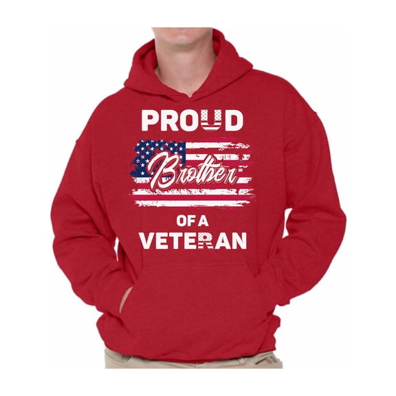 Awkward Styles Proud Brother of a Veteran Men Hoodie Love USA 4th of July Brother Hooded Sweatshirt Brother Gifts USA Patriotic Hooded Sweater for Brother I'm American Proud Brother Hoodie