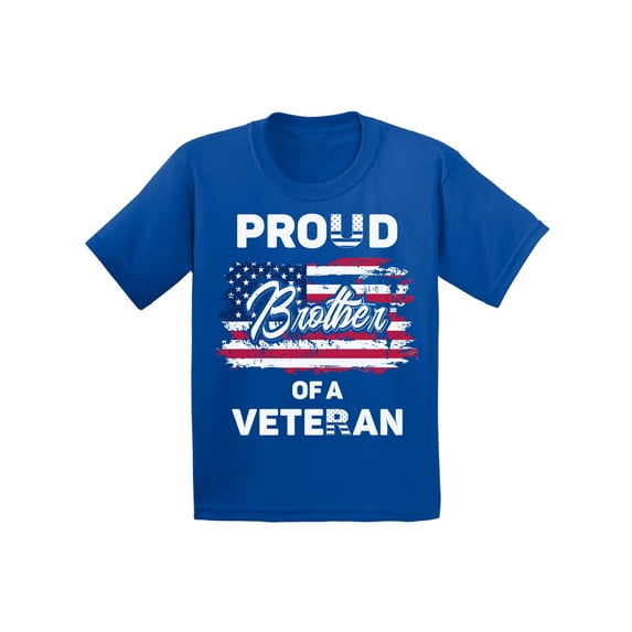 Awkward Styles Proud Brother of a Veteran Youth Shirt Boy Gifts USA Veteran Brother T shirt Red White and Blue USA Tshirt for Brother Love America Vintage USA Flag Brother T-shirt USA Pride