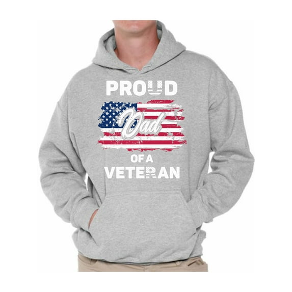Awkward Styles Proud Dad of a Veteran Men Hoodie One Nation 4th of July Hooded Sweatshirt for Dad Patriotic Gifts Proud Dad Hooded Sweater Made in the USA Veterans Hoodie for Dad American Pride