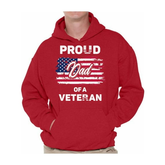 Awkward Styles Proud Dad of a Veteran Men Hoodie One Nation 4th of July Hooded Sweatshirt for Dad Patriotic Gifts Proud Dad Hooded Sweater Made in the USA Veterans Hoodie for Dad American Pride