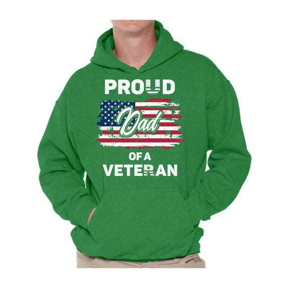 Awkward Styles Proud Dad of a Veteran Men Hoodie One Nation 4th of July Hooded Sweatshirt for Dad Patriotic Gifts Proud Dad Hooded Sweater Made in the USA Veterans Hoodie for Dad American Pride