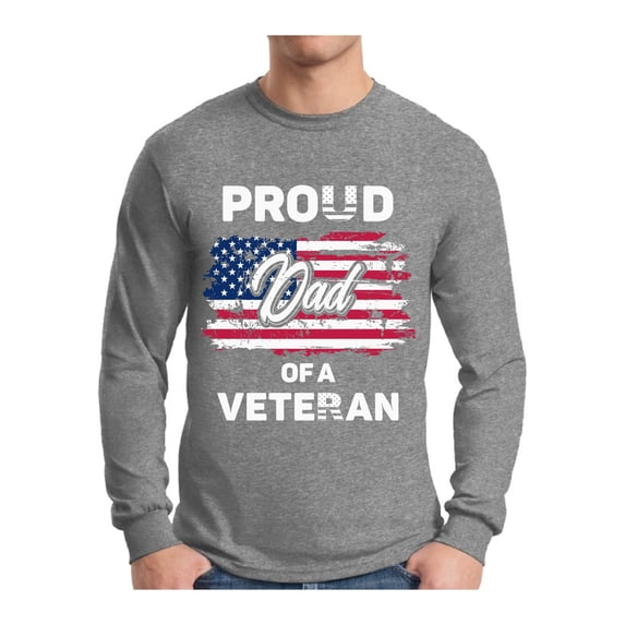 Awkward Styles Proud Dad of a Veteran Shirt USA Gifts for Dad American Flag Dad Long Sleeve Tshirt Proud Dad Patriotic Dad Veteran Shirts 4th of July Gifts Vintage USA T shirt for Dad Veteran Gifts