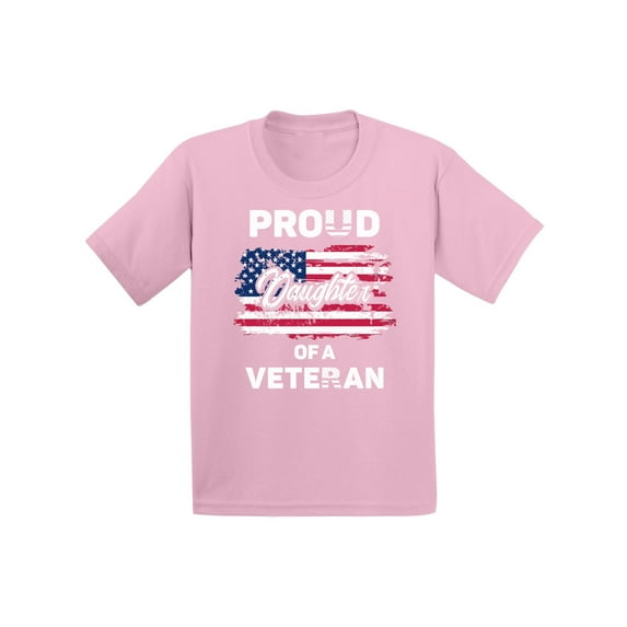 Awkward Styles Proud Daughter of a Veteran Toddler Shirt United States of America US Military T shirt for Daughter Veterans Day USA Veterans Daughter Tshirt USA Gifts Proud Daughter T-shirt for Girls