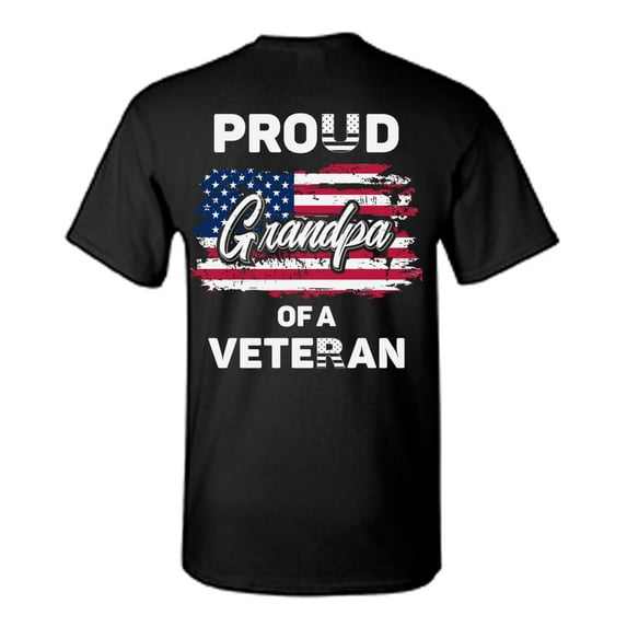 Awkward Styles Proud Grandpa of a Veteran Shirt Gift Idea Vintage USA T shirt for Grandpa I'm American Veteran Grandpa Tshirt 4th of July Gifts Patriotic USA T-shirt for Grandpa Print on the Back Only