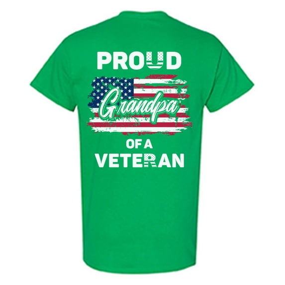 Awkward Styles Proud Grandpa of a Veteran Shirt Gift Idea Vintage USA T shirt for Grandpa I'm American Veteran Grandpa Tshirt 4th of July Gifts Patriotic USA T-shirt for Grandpa Print on the Back Only