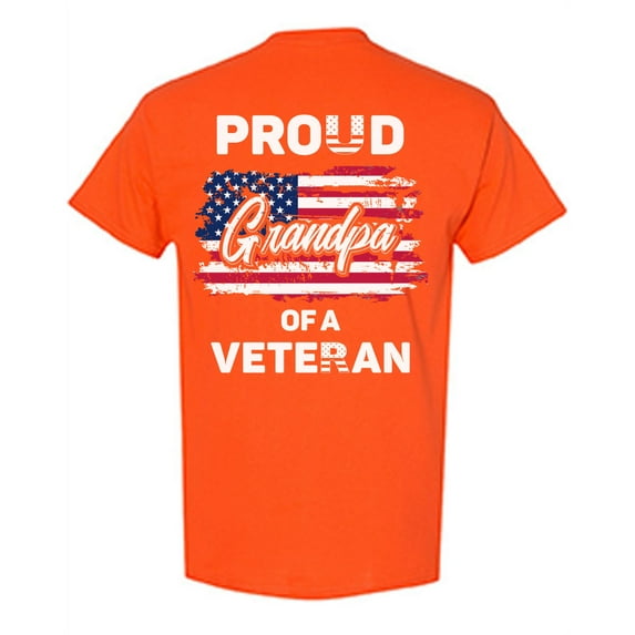 Awkward Styles Proud Grandpa of a Veteran Shirt Gift Idea Vintage USA T shirt for Grandpa I'm American Veteran Grandpa Tshirt 4th of July Gifts Patriotic USA T-shirt for Grandpa Print on the Back Only