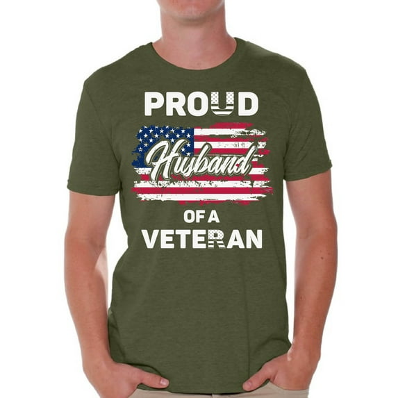 Awkward Styles Proud Husband of a Veteran T Shirt for Him Proud Husband of a Veteran T Shirt for Men American Flag Men Shirt Patriotic Gifts for Him Stripes and Stars Clothing American Gifts