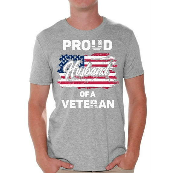 Awkward Styles Proud Husband of a Veteran T Shirt for Him Proud Husband of a Veteran T Shirt for Men American Flag Men Shirt Patriotic Gifts for Him Stripes and Stars Clothing American Gifts