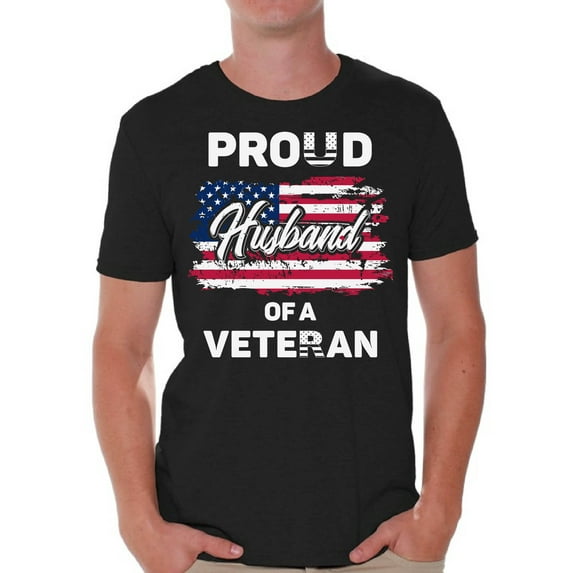 Awkward Styles Proud Husband of a Veteran T Shirt for Him Proud Husband of a Veteran T Shirt for Men American Flag Men Shirt Patriotic Gifts for Him Stripes and Stars Clothing American Gifts
