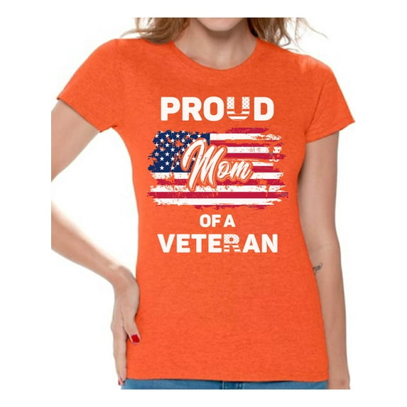 Awkward Styles Proud Mom of a Veteran Shirt USA Gifts for Mom Retro American Flag Mom Tshirt Proud Mom Patriotic Mom Veteran Shirts 4th of July Gifts Vintage USA T shirt for Mom Veteran Gifts