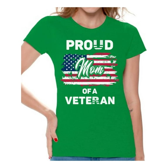 Awkward Styles Proud Mom of a Veteran Women T Shirt for Mom Veteran Clothing Collection Gifts American Army Tshirt for Women US Army Ladies Shirt Veteran Ladies Shirt American Proud Mom T-Shirt