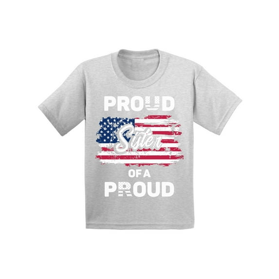 Awkward Styles Proud Sister of a Veteran Youth Shirt USA Pride Vintage American Flag Sister T Shirt 4th of July Gifts Proud Sister Tshirt for Girls Little American Patriotic Sister T-shirts