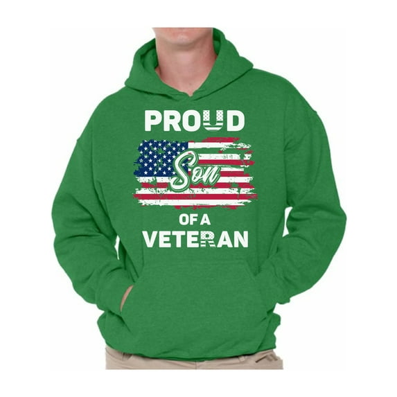 Awkward Styles Proud Son of a Veteran Men Hoodie 4th of July Gifts USA Hooded Sweatshirt for Son 4th of July Party Proud Son Hooded Sweater Patriotic Gifts Vintage Flag Hoodie for Son