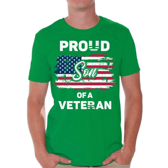 Awkward Styles Proud Son of a Veteran Men Shirt Patriotic Son Gifts Proud Son T shirt Little American USA Veteran Tshirt for Son I'm American Vintage USA Flag Son T-shirt 4th of July Gifts