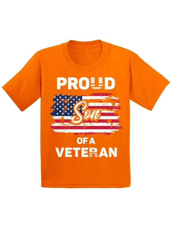 Proud Son of a Veteran Youth Shirt USA Pride USA Veteran T shirt for Kids Veterans Day Proud Son Tshirt for Boys United States of America Retro USA Flag Kids T-shirt