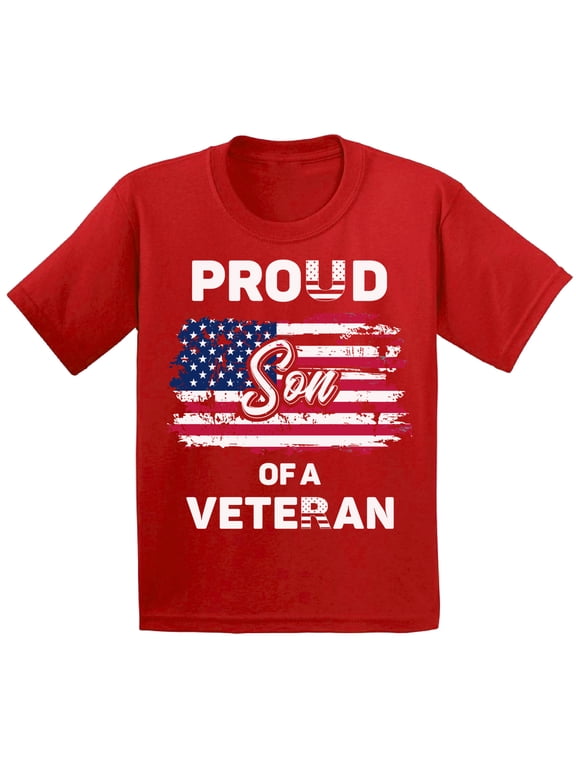 Proud Son of a Veteran Youth Shirt USA Pride USA Veteran T shirt for Kids Veterans Day Proud Son Tshirt for Boys United States of America Retro USA Flag Kids T-shirt