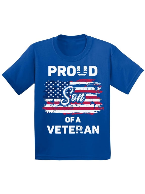 Proud Son of a Veteran Youth Shirt USA Pride USA Veteran T shirt for Kids Veterans Day Proud Son Tshirt for Boys United States of America Retro USA Flag Kids T-shirt
