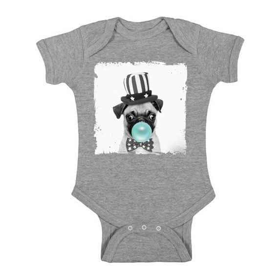 Awkward Styles Pug Bodysuit Pug Blowing Gum Baby Bodysuit Short Sleeve Cute Pug Clothing Blue Mood Little Dog One Piece Baby Boy Clothing Baby Girl Clothing Pug One Piece Gifts for Baby Cute Bodysuit