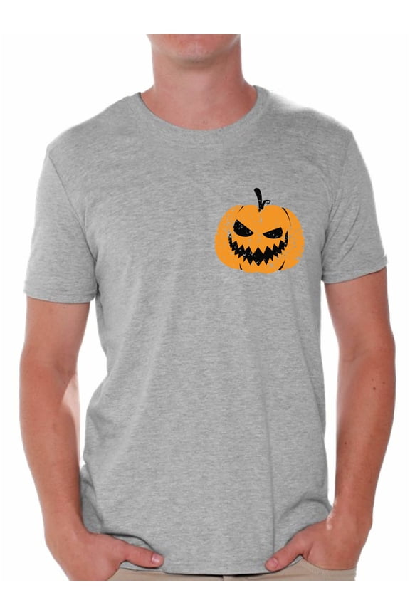 Pumpkin Patch Tshirt Jack-O'-Lantern Pocket Shirt Halloween Shirt for Men Spooky Outfit Scary Gifts for Him Pumpkin Face T Shirt Jack-O'-Lantern Pumpkin Shirt Men's Halloween Tshirt