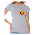 thumbnail image 1 of Awkward Styles Pumpkin Patch Tshirt Jack-O'-Lantern Pocket Shirt Halloween Shirt for Women Spooky Outfit Scary Gifts for Her Pumpkin Face T Shirt Jack-O'-Lantern Pumpkin Shirt Women's Halloween Tshirt, 1 of 4