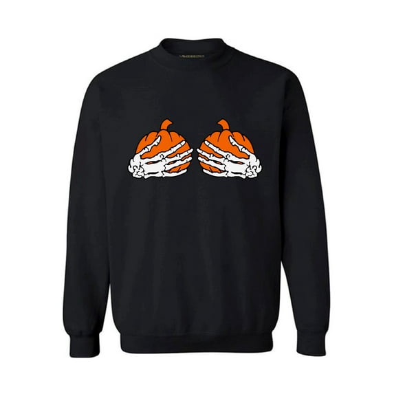 Awkward Styles Pumpkin Skeleton Hands Sweatshirt Halloween Sweater for Women Funny Skeleton Hands Sweatshirt Halloween Party Outfit Dia de los Muertos Gifts for Her Sexy Halloween Sweatshirt for Women