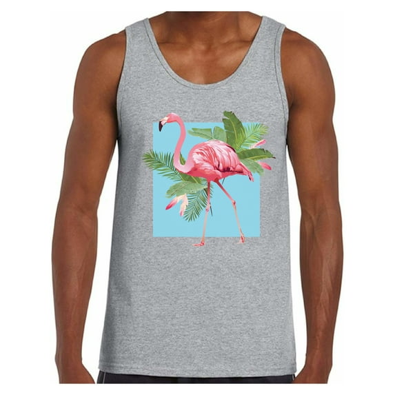 Awkward Styles Punk Flamingo Tank Top for Men Floral Flamingo Tank Summer Fitness Shirt for Men Floral Muscle Tank Flamingo Gifts for Him Beach Party Outfit Beach Tank Top for Men Pink Flamingo Tank
